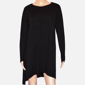 EILEEN FISHER Black Merino Wool Hi-Low Side Slit Tunic Size PM